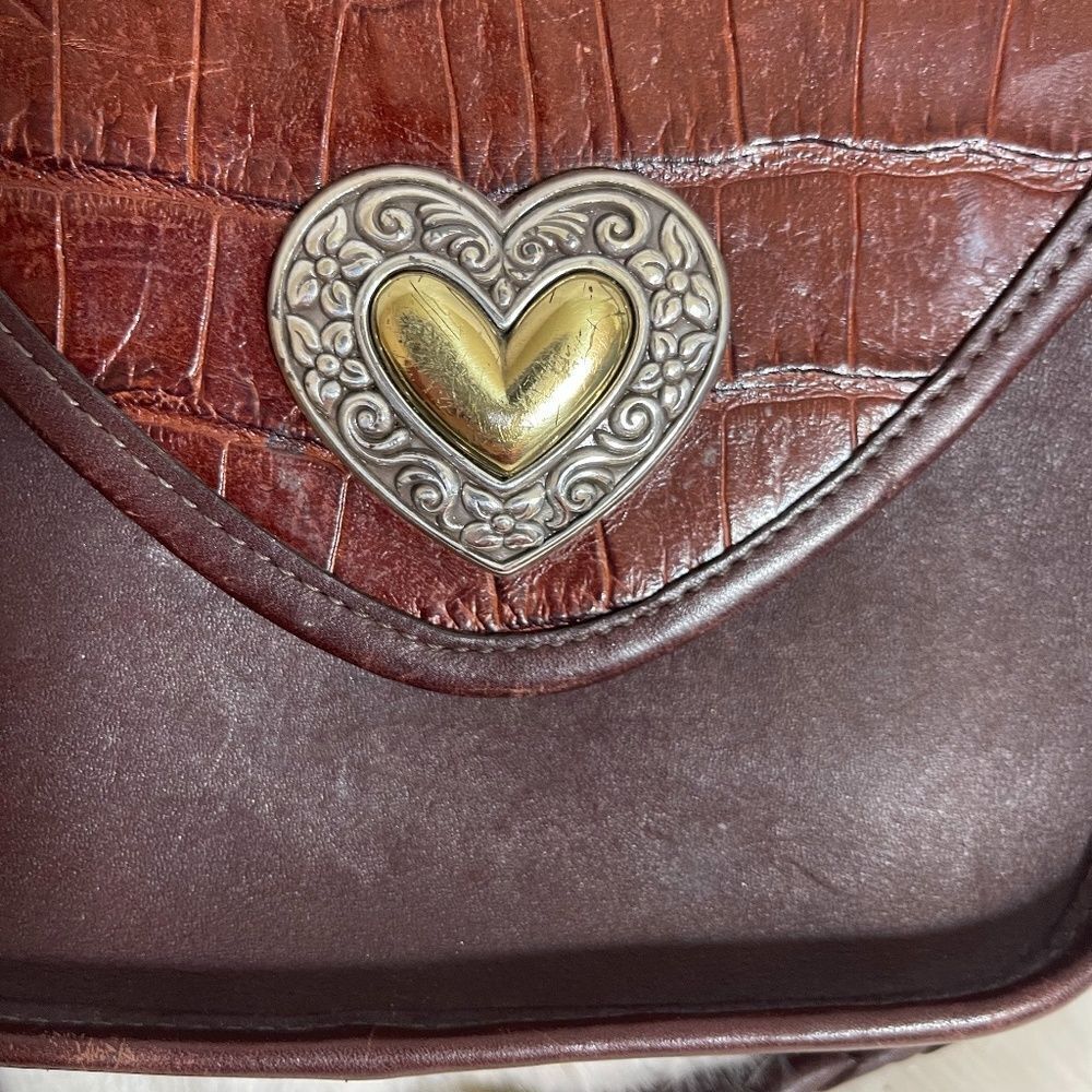 Brighton‎ VTG Brown Leather/Croc Crossbody Bag - Picture 3 of 8
